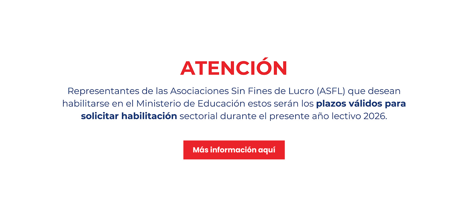Convocatoria Asociaciones Sin Fines de Lucro habilitadas por la sectorial