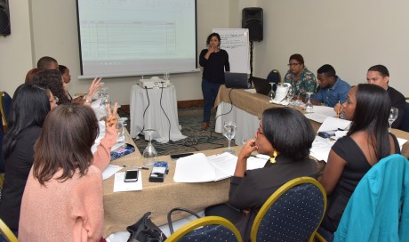  imagen Ancell Scheker Mendoza, directora de Evaluaci&oacute;n de la Calidad Educativa, se dirige a participantes del taller. 